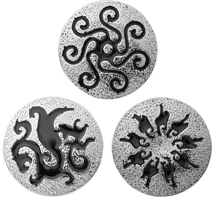 Quiges - Chunk 18mm Click Button Drukknoop Set van 3 Stuks Zilverkleurig Symbool Draak - EBCMSET008