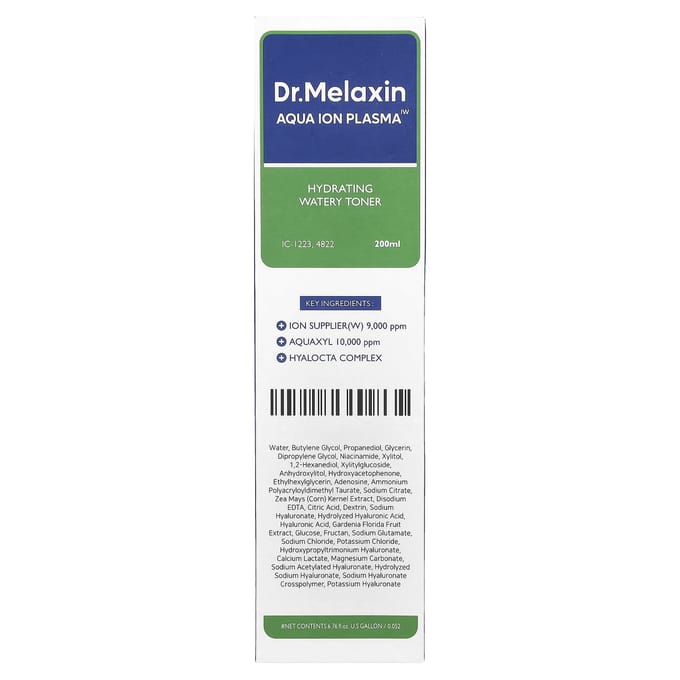 Dr.Melaxin, Aqua Ion Plasma, Hydrating Watery Toner, 200Ml(6.76Fl Oz) blue