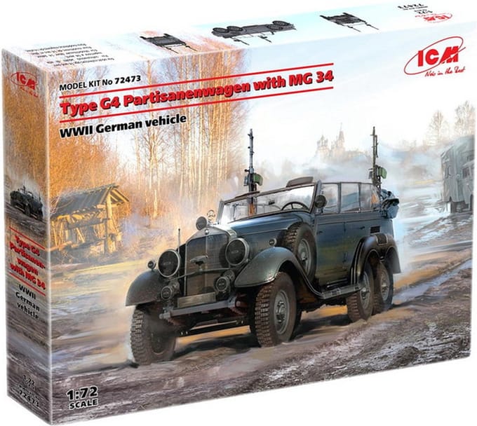 ICM Modelbouwpakket Auto - 72473 Type G4 Partisanenwagen with MG 34 WWII German vehicle Plastic - 1:72 - Modelbouw