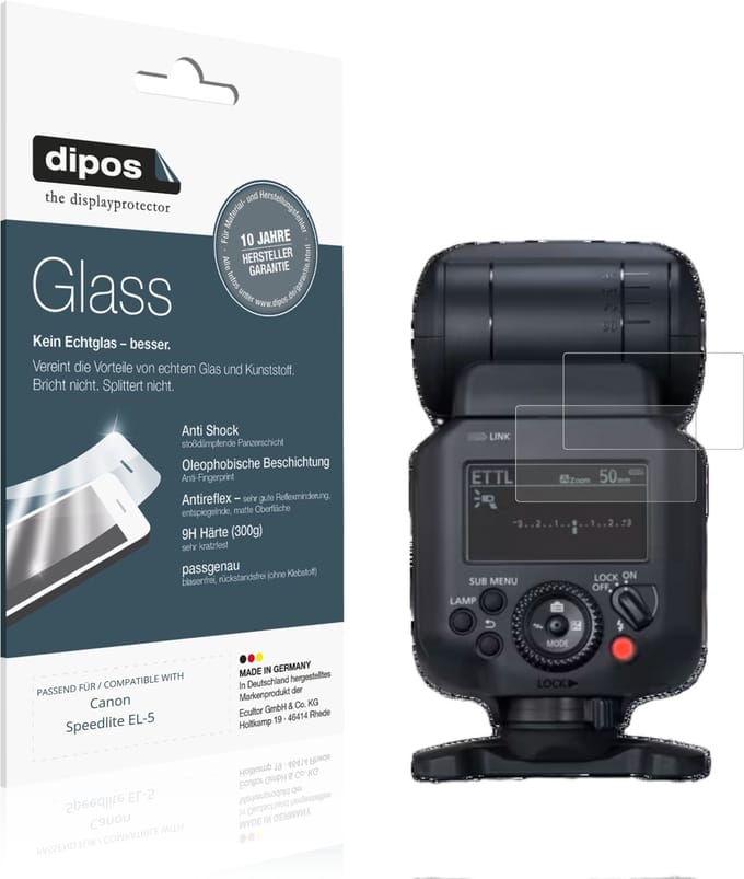 dipos – 2x Matte Pantserfolie geschikt voor Canon Speedlite EL-5 | 9H Screenprotector