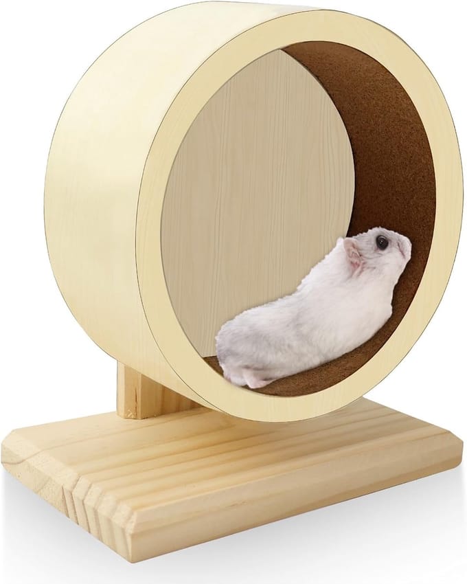 Stil Houten Loopwiel voor Hamster en Knaagdieren - Geruisloos Looprad 15 cm
