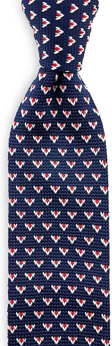 We Love Ties - Stropdassen - Stropdas gebreid Holger - donkerblauw / rood / wit