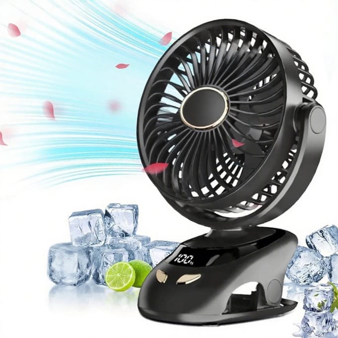 Ventilator -Kleine Bureau Clip-On Ventilator Draagbare - USB Clip-On Ventilator - ventilatoren staand - Zwart