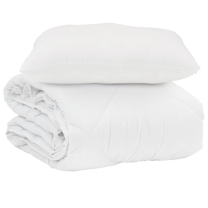 vidaXL - Zomer - Deken - met - kussen - 2 - st - Wit - Microvezel