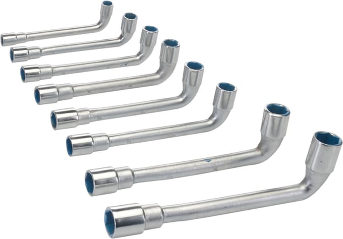 Silverline Haakse pijpsleutel set - dubbelzijdig - 8 t/m 19 mm - 8-delig