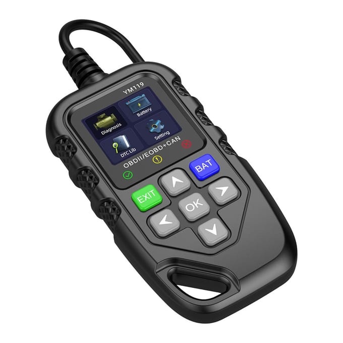 OBD II Scanner, Auto Motor Foutcode Lezer Batterijtester CAN Diagnostisch Scan Tool voor 12V 0 zwart