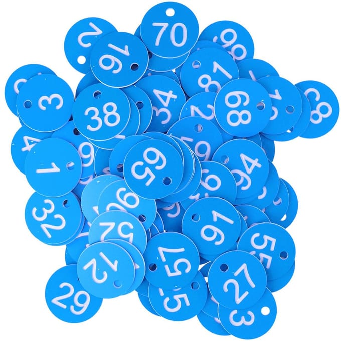 100 stuks Ronde Nummer Tag Bijenkorf Bord Marker Labels met Gat Boerderij Bijenteelt Accessoire(Blauw Wit ) blue