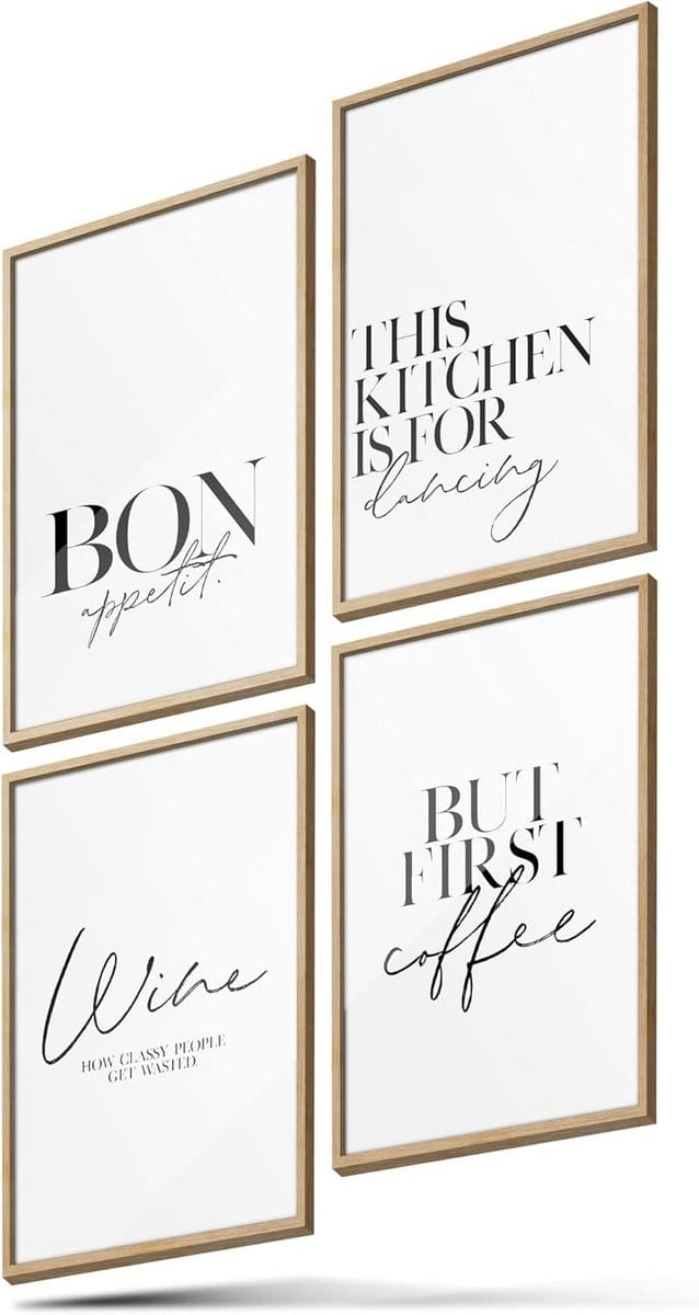 Set van 6 Dubbelzijdige Keukenposters met Stijlvolle Afbeeldingen en Quotes