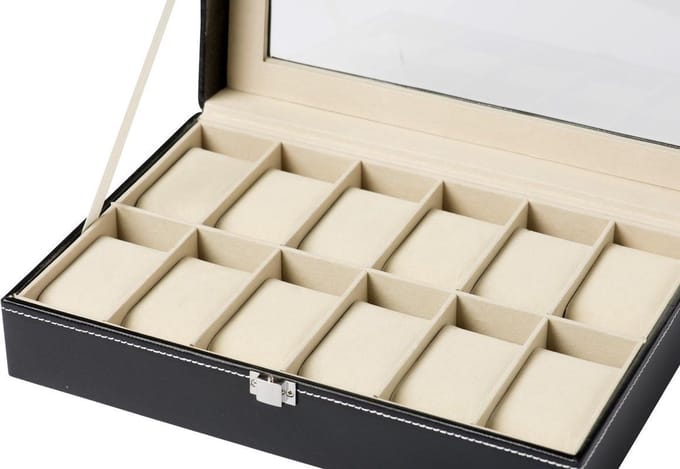 Horlogebox - Zwart - Geschikt voor 12 horloges
