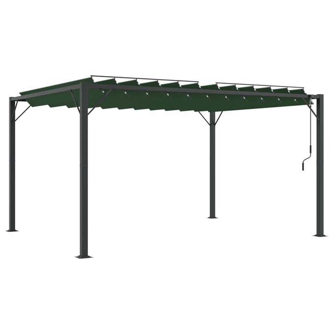 vidaXL - Gazebo - met - louvrezend - dak - 3,07 - x - 4,01 - x - 2,14 - m - Groen
