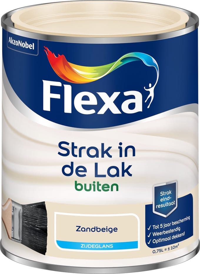 Flexa - Strak In De Lak Buitenlak Zijdeglans - Zandbeige - 750 Ml