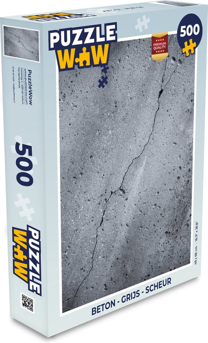 Puzzel Beton - Grijs - Scheur - Legpuzzel - Puzzel 500 stukjes
