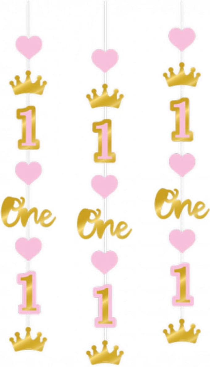 Hanging decoration - First birthday girl (3pcs)