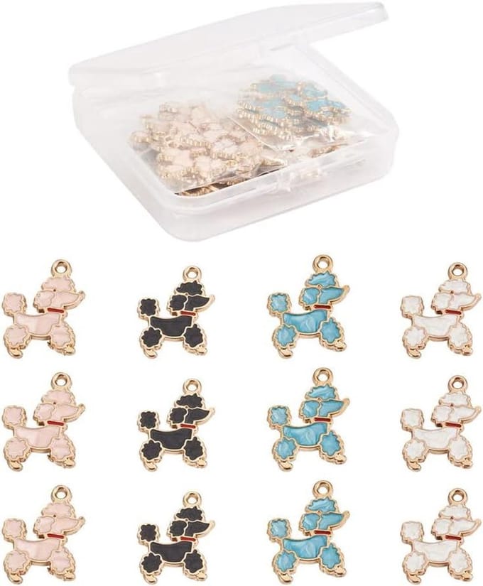 Poedel Hangers - Hond Charms - Sieraden Maken - Emaille Afwerking - 21x16.5mm - Goud