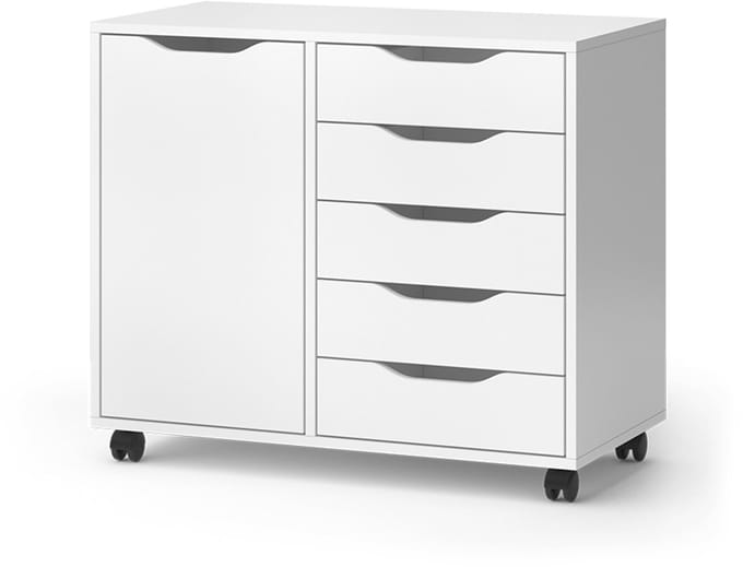 Vicco Otwin Dressoir – 40.6 x 61.5 cm met 5 laden en 1 deur Wit