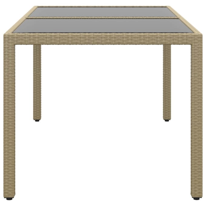vidaXL - Tuintafel - 150x90x75 - cm - gehard - glas - en - poly - rattan - beige