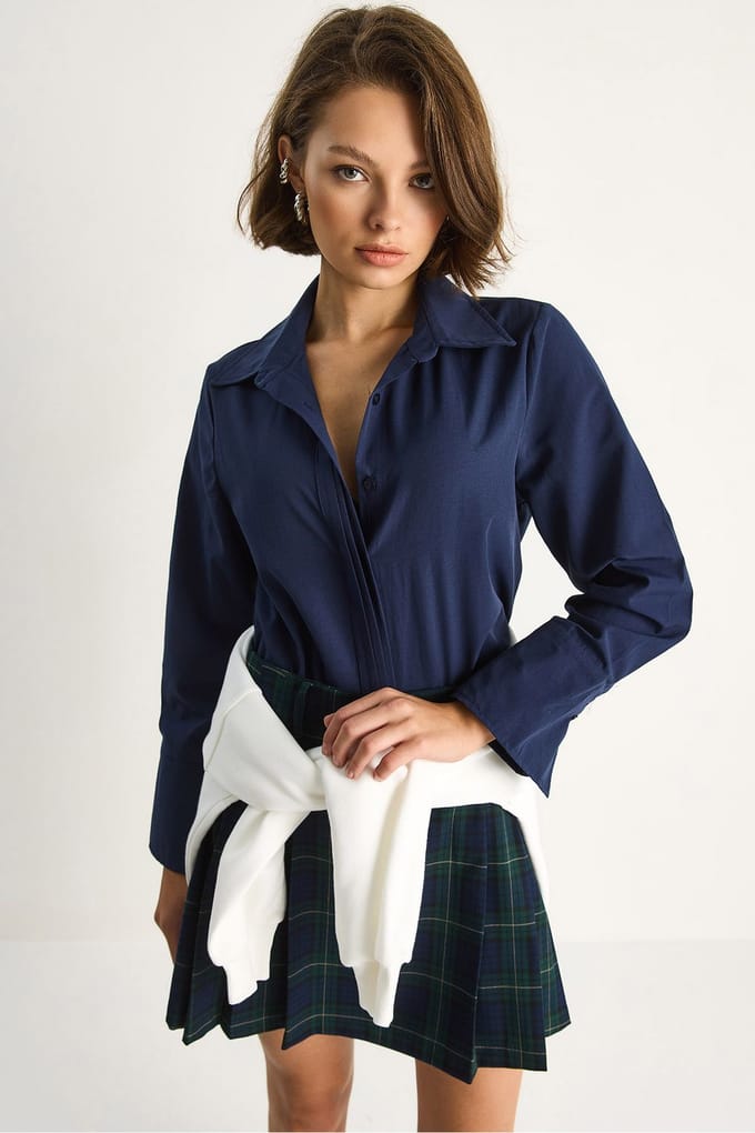 Reguliere Pasvorm Lange Mouw Knopshirt van Poplin