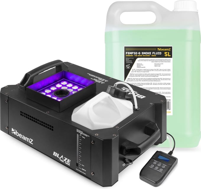 BeamZ BLAZE1800 rookmachine - horizontale en verticale rook - met 24x 4W RGBA LED’s - inclusief 5 liter vloeistof