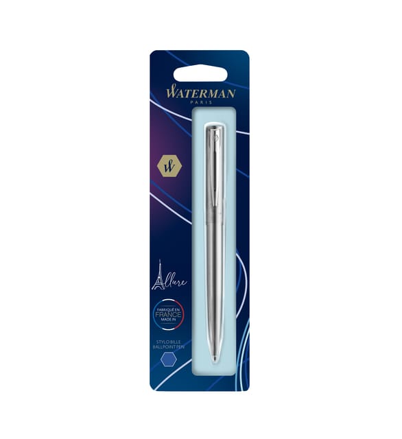 Waterman Allure Ballpoint Pen | Stainless Steel | Medium Point | Blue Ink