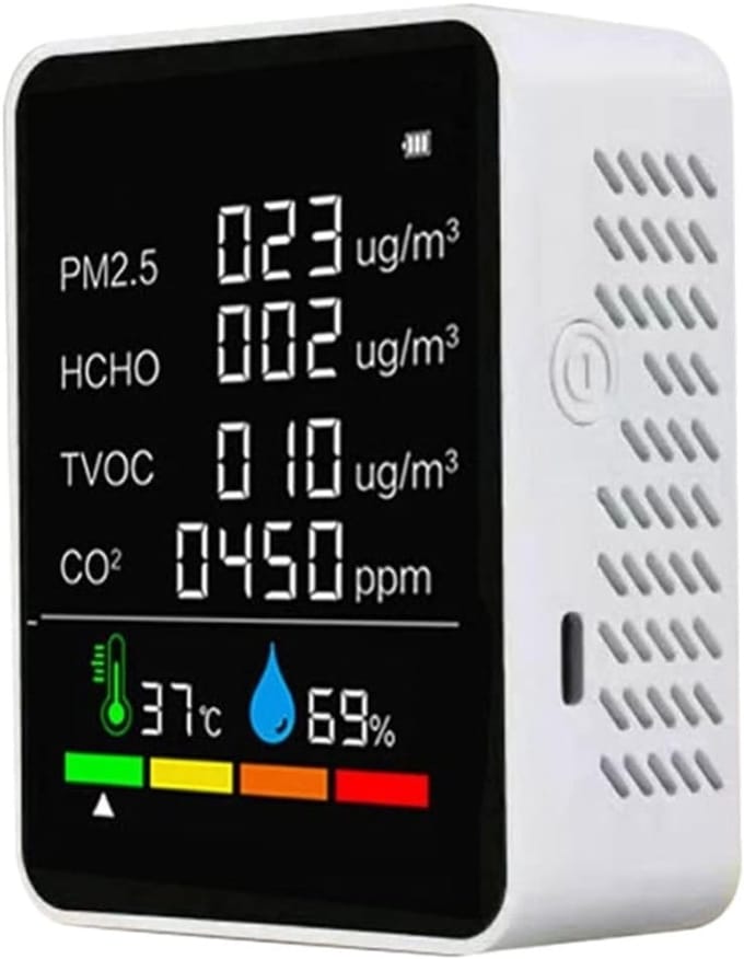 Luchtkwaliteit Detector - CO2 Meter Tester - Binnenklimaat Meten - Halfgeleider Sensor - 90 x 70 x 40 mm - Wit