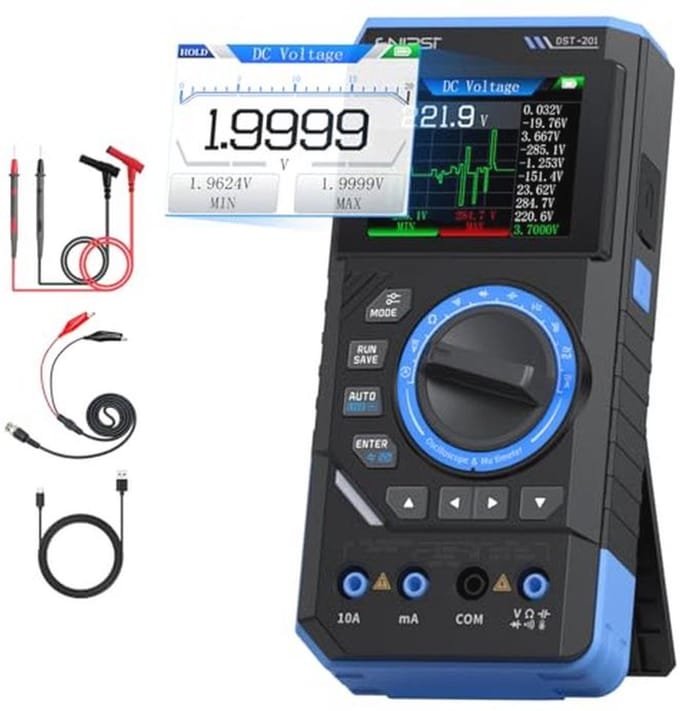 Digitale Multimeter 3IN1 met Oscilloscoop en DDS Generator - 19999 Counts, 1MHz Bandbreedte, 5MSa/s Sample Rate