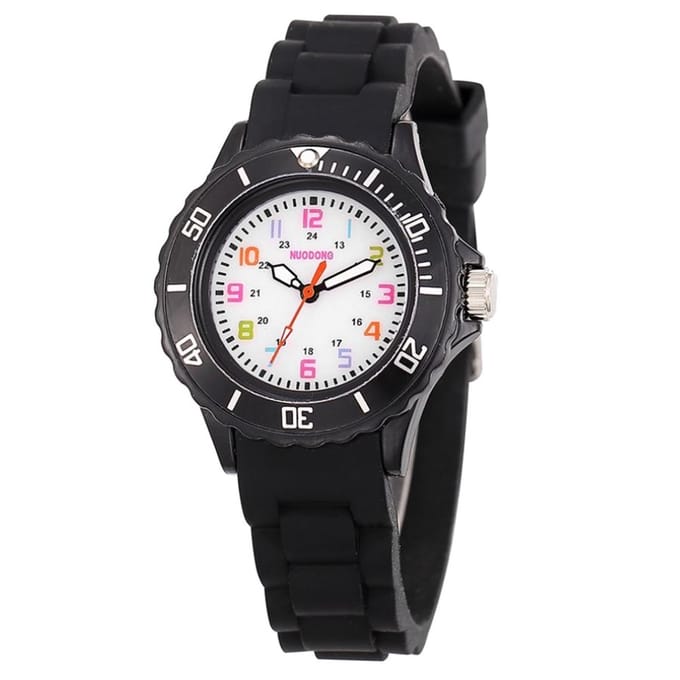 Fako® - Kinderhorloge - Siliconen - Regenboog - Zwart