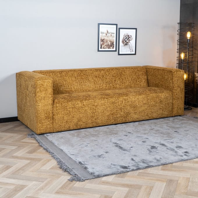 Bronx71® 3-zitsbank Memphis okergeel stof chenille