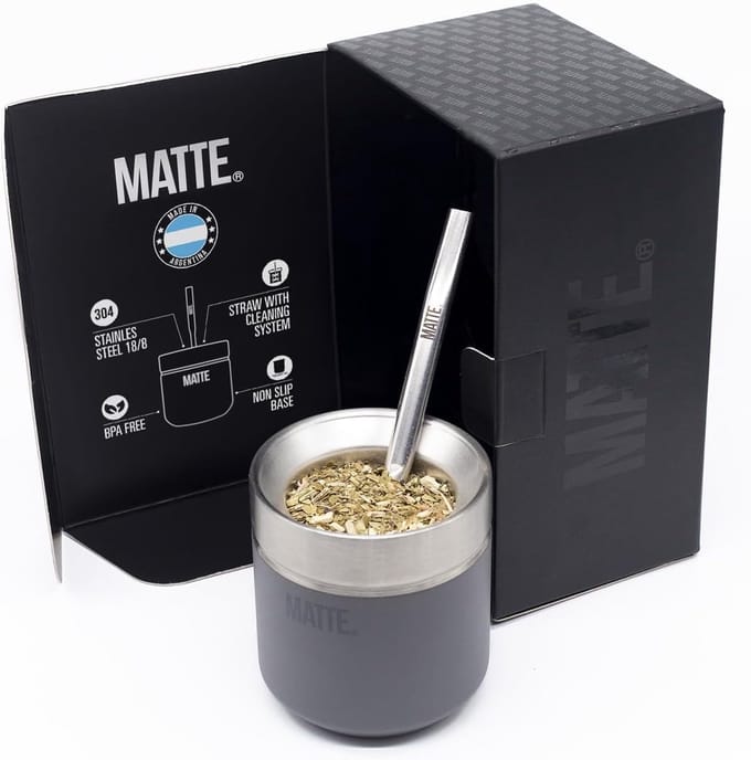 Matte 6 oz Yerba Mate Kalebas en Bombilla Set - BPA-vrij, Elegant Ontwerp, Antislip Basis