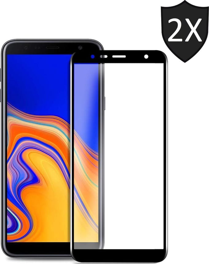 2x Screenprotector geschikt voor Samsung Galaxy J6+ Plus | Full Screen Cover Volledig Beeld | Tempered Glass - van iCall