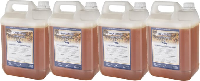 Handzeep Orange 5 liter - set van 4 stuks - navulling - Voordeelverpakking