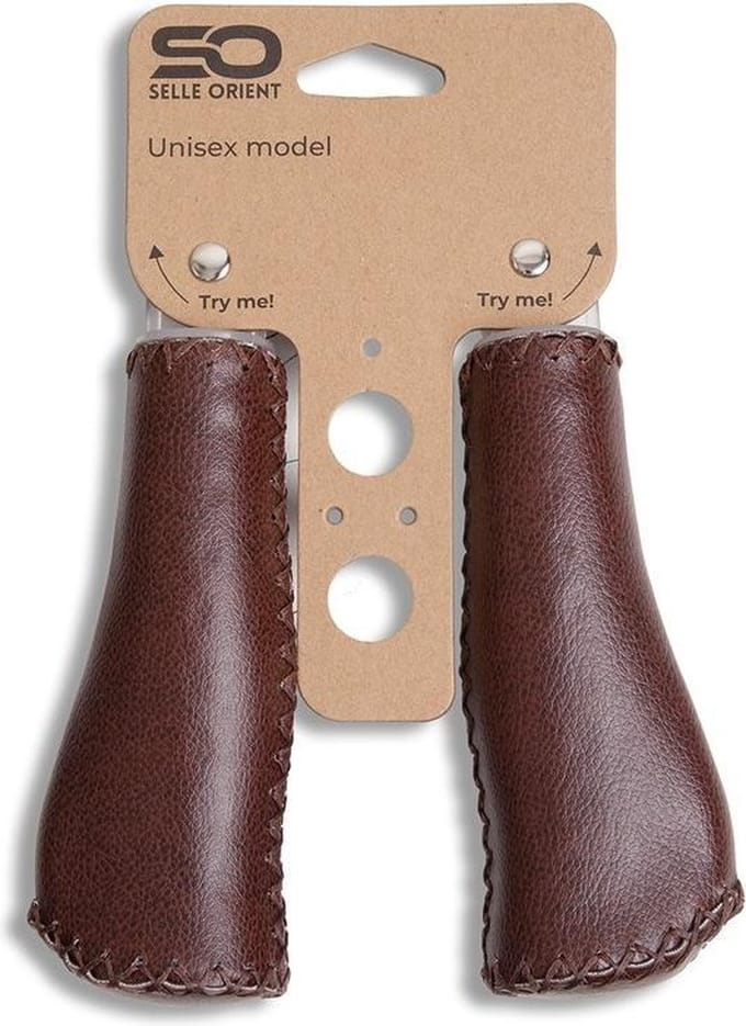 Luxe handvatten voor de fiets van echt leder, classy & cool brown van Selle