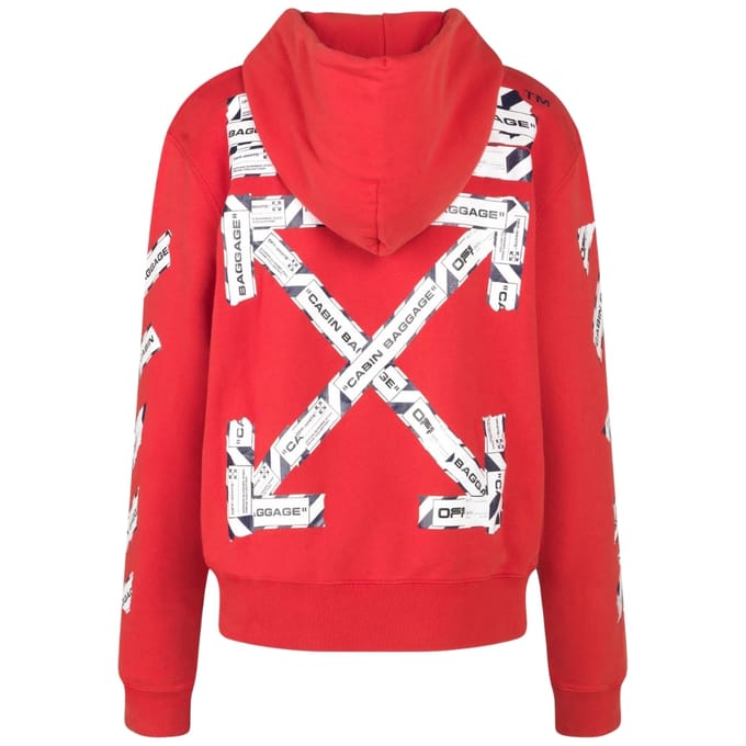 Gebroken witte Airport Tape Diag rode hoodie