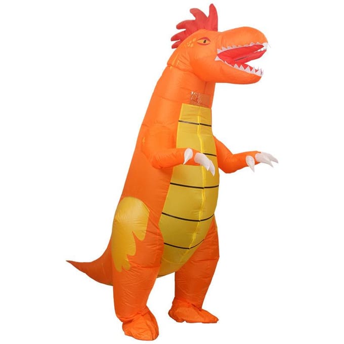 Hanenkam Draak Opblaasbaar Kostuum, Volwassene 150-190cm oranje
