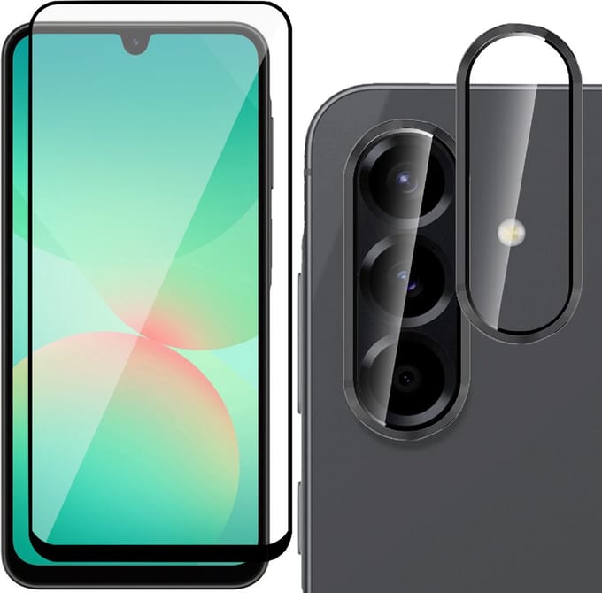 Screenprotector & Camera Protector geschikt voor Samsung Galaxy A17 5G / A26 - Volledig Dekkend Glas