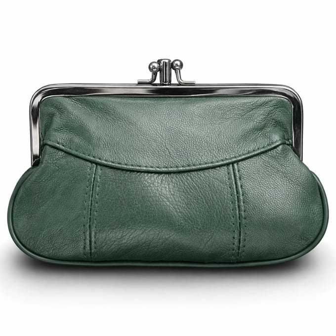 THL Design - Dames Knip Beurs - Portemonnee Dames - Echt Leer Donkergroen
