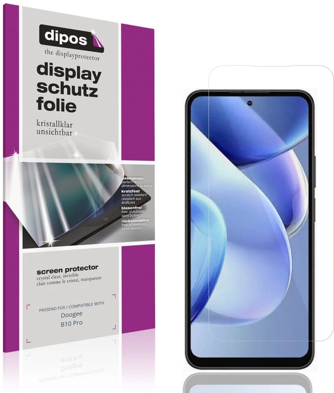 dipos – 4x Beschermfolie geschikt voor Doogee B10 Pro | Krasbestendige & heldere Screenprotector Ultra-Thin