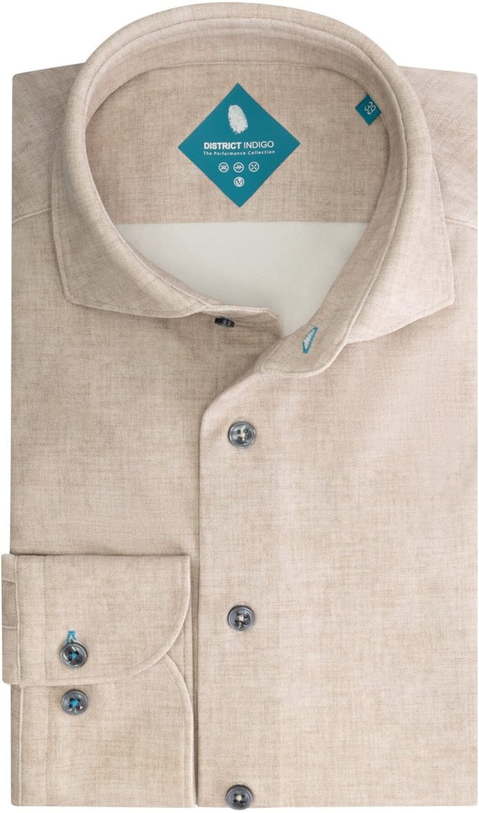 District Indigo Overhemd Pique Performance Mel. Beige (7.42.025.776 - 048)