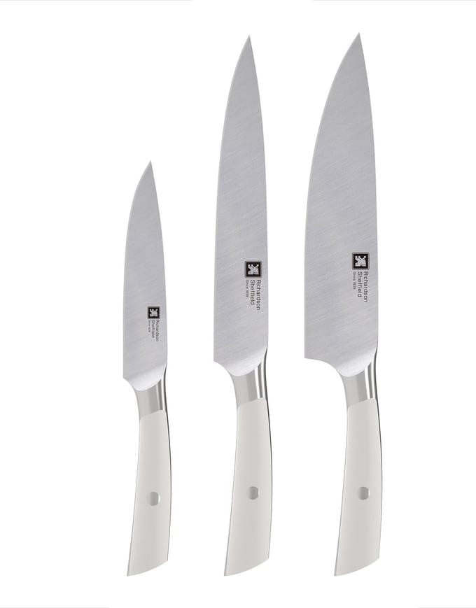Richardson Sheffield Supreme 3-delige Premium Keukenmessenset – Vlijmscherp – Duits MoV Messenstaal – Langdurige Scherpte & Optimale Snijprestaties – Ivoor – Luxe Geschenkverpakking