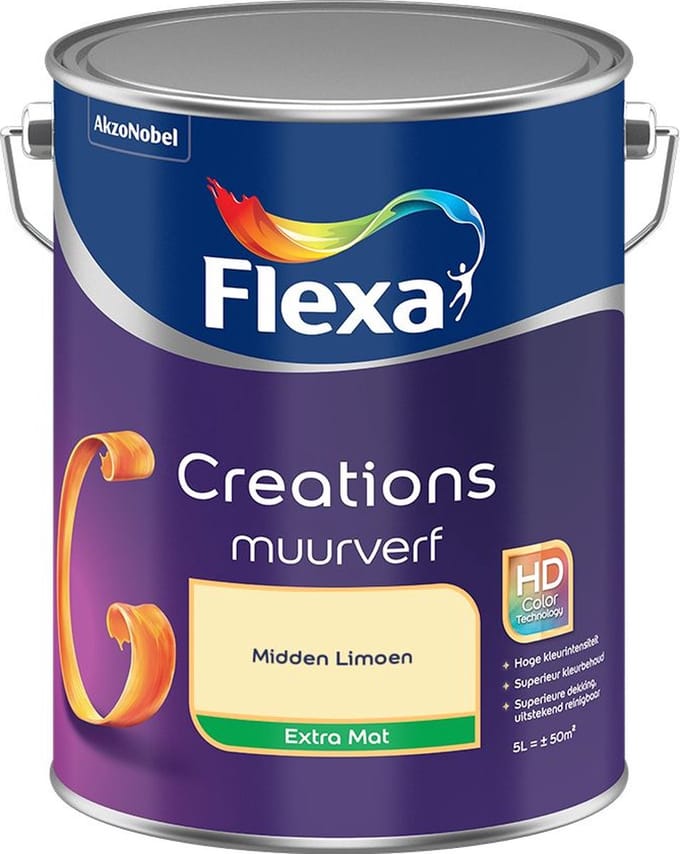 Flexa - Creations Muurverf Extra Mat - Midden Limoen - Mengverf - 5 L