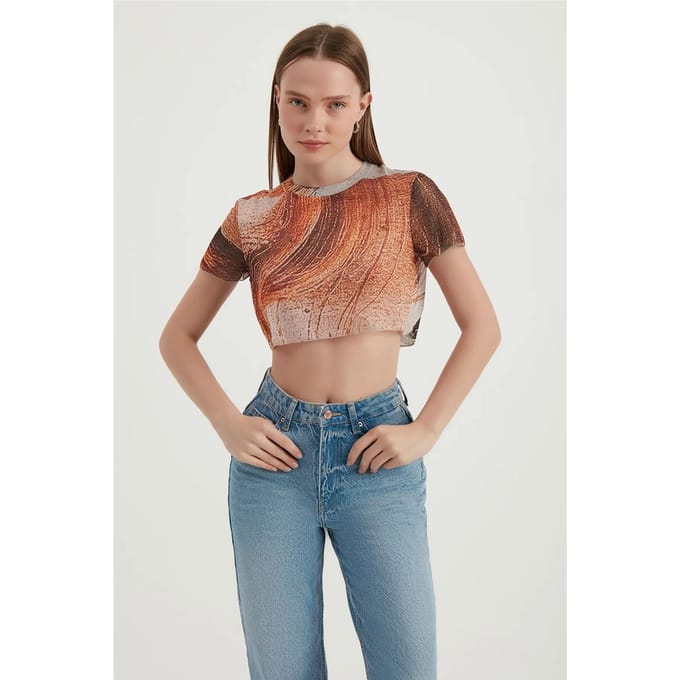 Abstract Tüllen Crop Top