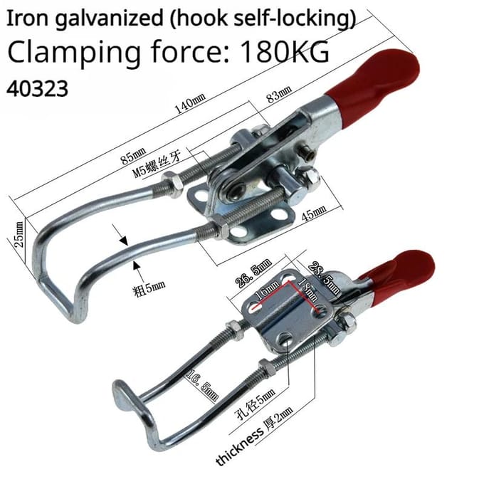Acier 304 Fer galvanisé Fixation rapide Boucle réglable Serrage à boucle Verrou de boîtier Fixation horizontale Boulon de porte Serrage