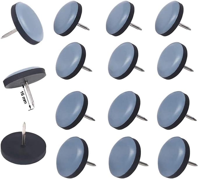 Ronde meubelglijders met spijkers Ø 30 mm - 16 stuks - 5 mm dik, PTFE coating