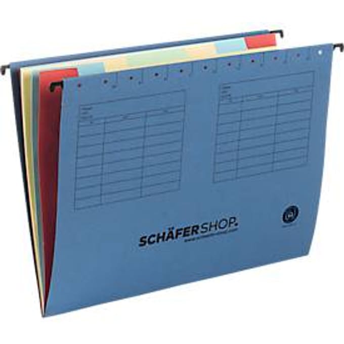 Schäfer Shop Select  hangmap met vakken, voor formaten tot A4, karton, blauw, 5 stuks