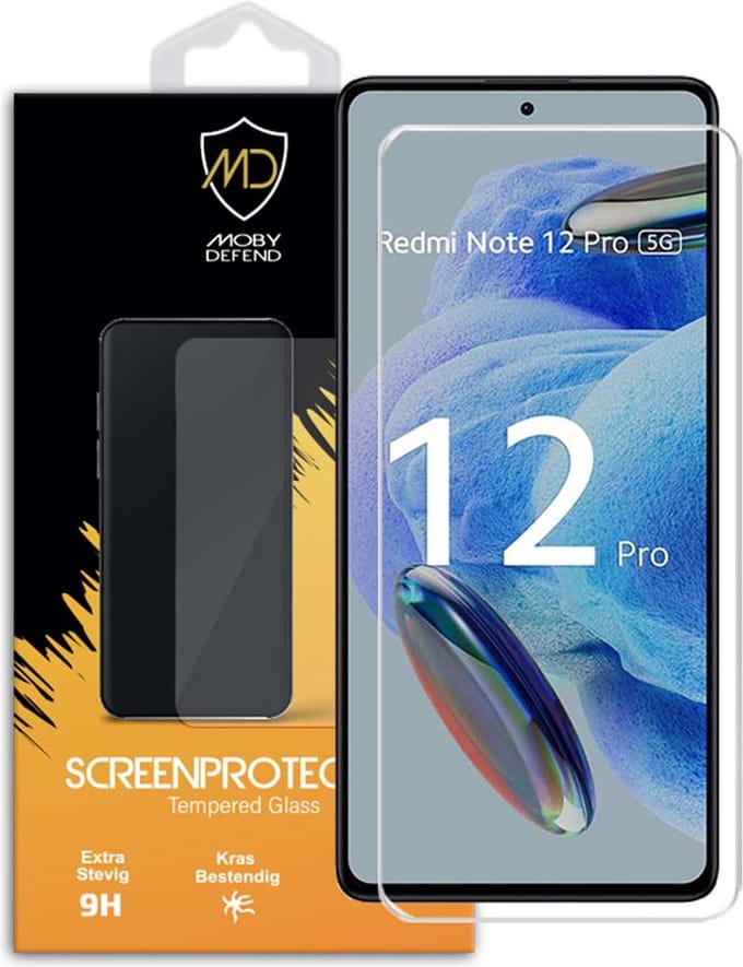 MobyDefend Screenprotector - Geschikt voor Xiaomi Redmi Note 12 Pro 5G - Case-Friendly Screensaver - Gehard Glas