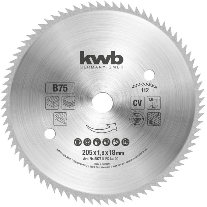 kwb 587511 Cirkelzaagblad 205 x 18 x 2.4 mm 1 stuk(s)