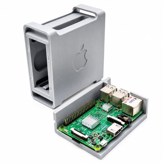 Behuizing Geschikt voor Raspberry Pi 3B / 4B – Apple Power Mac G5 Mini Design – Compacte Mini PC Behuizing – Zilver