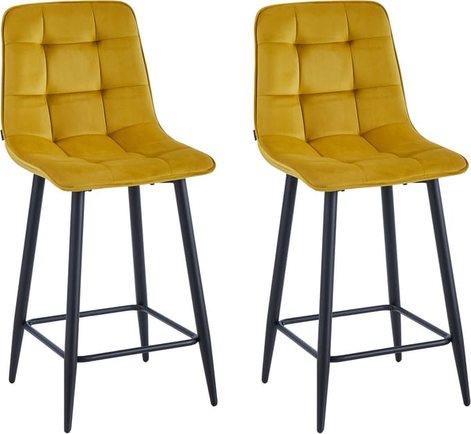 Colenis® - Luciano Barkruk - Set Van 2 - Okergeel - Fluweel - Velvet - Design