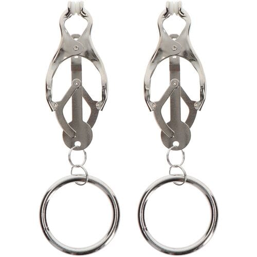 Taboom - Butterfly Clamps With Ring - Bondage / SM Nipple clamps Zilver