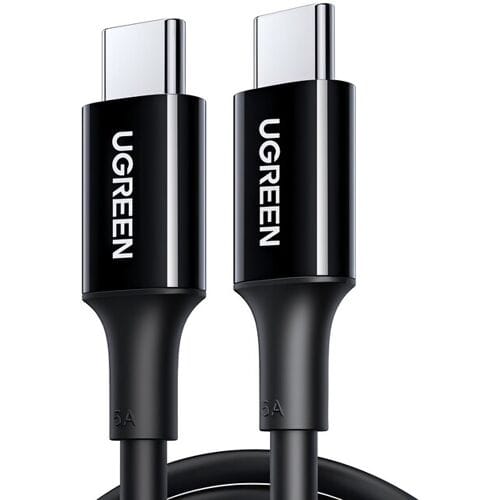 UGREEN US300 USB-C / USB-C 480Mb/s 5A 2 m kabel - zwart, compatibel met iPhone 17/16/15, MacBook, iPad Pro, Google Pixel 4, Samsung Galaxy S20, Huawei