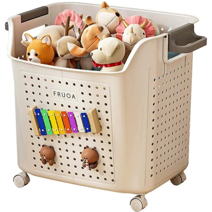 Speelgoed organizer bak voor kinderen, opbergcontainer met grote capaciteit voor knuffels white